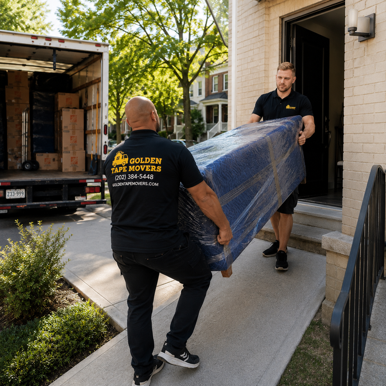movers-in-rockville-md Professional movers in Rockville MD loading furniture into a moving truck
